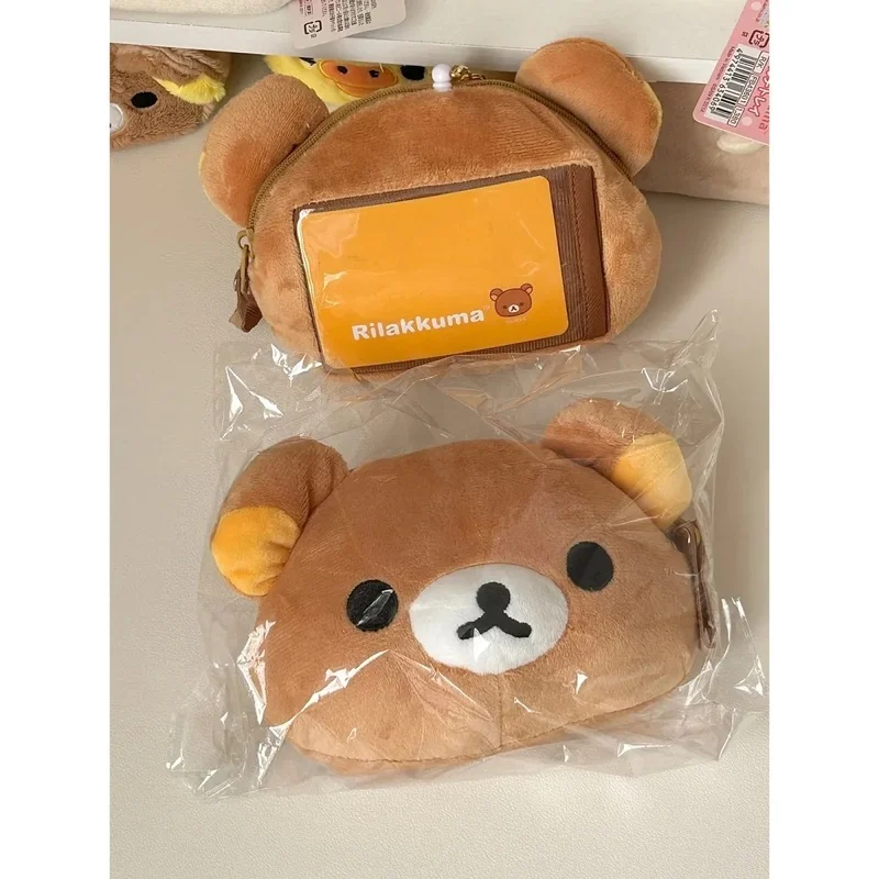 Cute Rilakkuma Plush Pendant Doll Coin Purse Cartoon Portable ID Bag Headphone Bag Storage Bag Keychain Decoration Gift