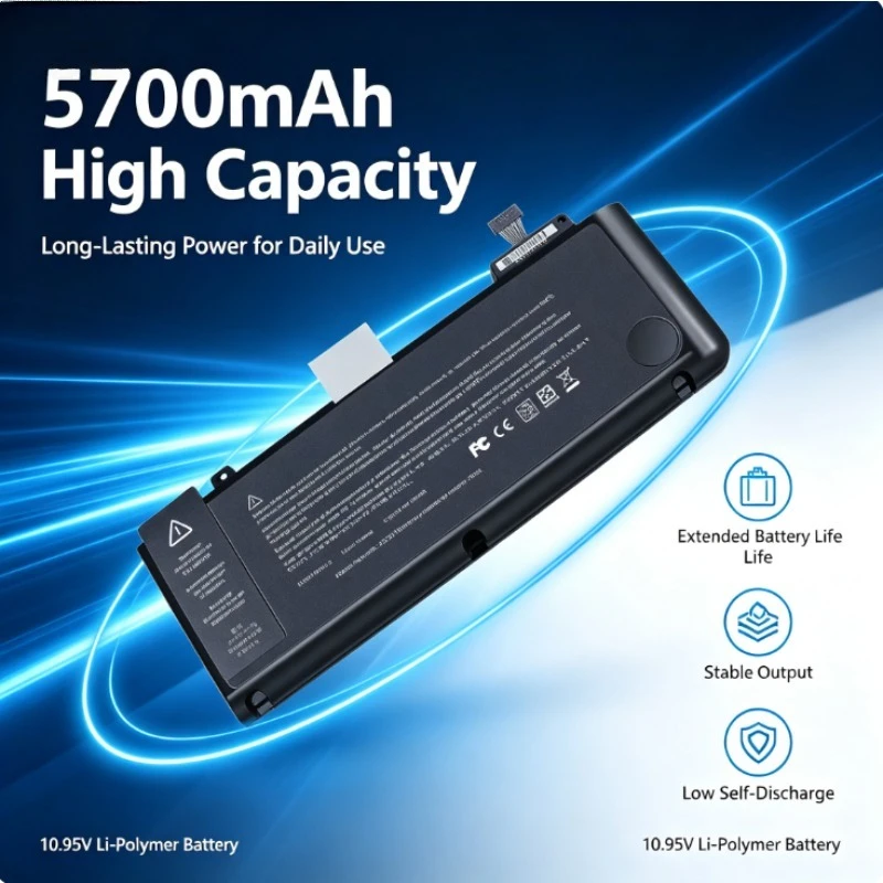 High Battery for MacBook Pro 13 Inch A1278 A1322 Replacement Laptop Battery,Fit 2009‑2012 Notebook High Battery