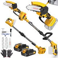 Portable Cordless Pole Saw & Mini Chainsaw 2-in-1, 21V Battery Powered With 2xBatteries, Electric Pole Saw For Tree Trimming & P