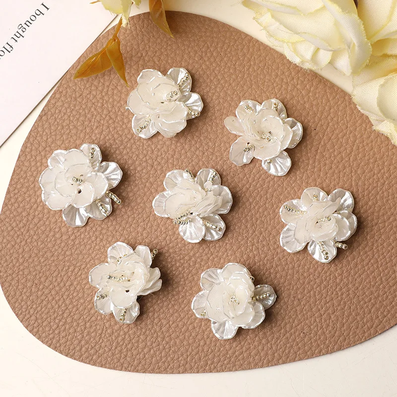 Shoe Charms for Clog Sandals Faux Pearl Shell Beaded Camellia Flower 1 Piece Lightweight Summer Beach Party Craft