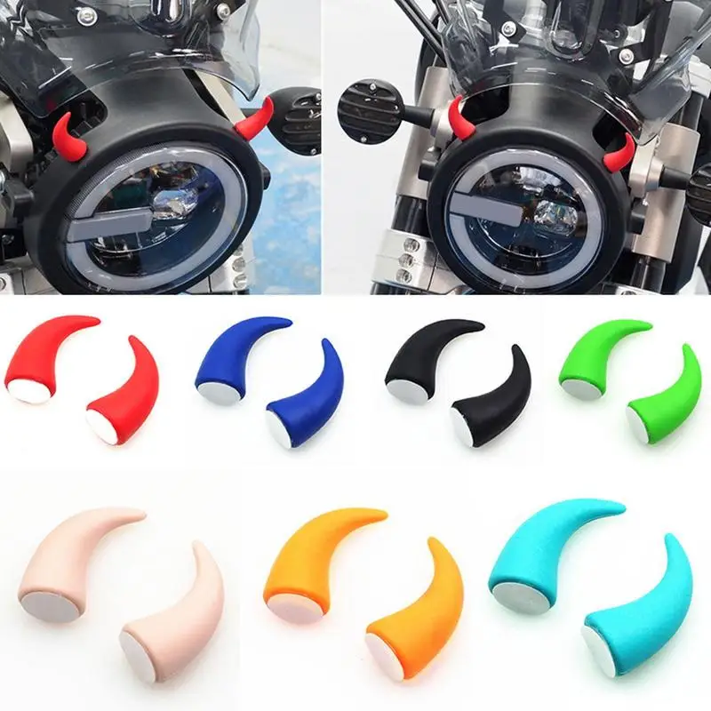 

Multicolor Motorcycle Helmet Devil Horns Electric Bike Car Styling Decoration Helmet Stickers Long Short Parts Accessories Decor