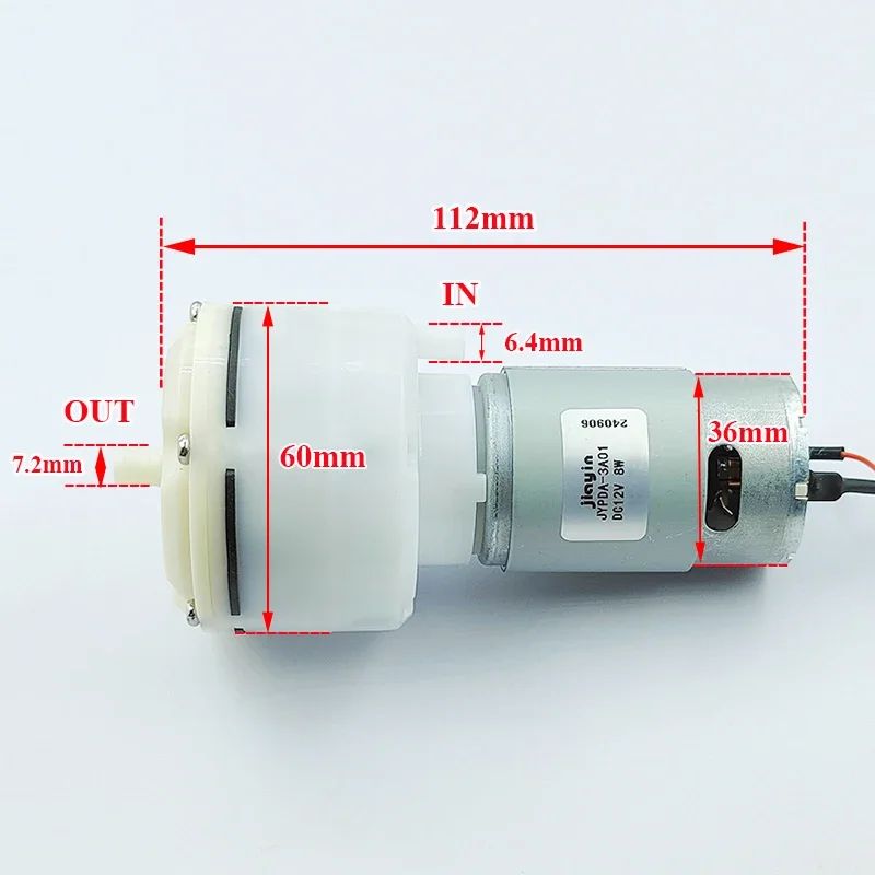 ​​JYPDA-3A01 DC 12V 8W  Diaphragm Vacuum Pump 60mm Compact High Suction Power DIY Inflator Package Tool