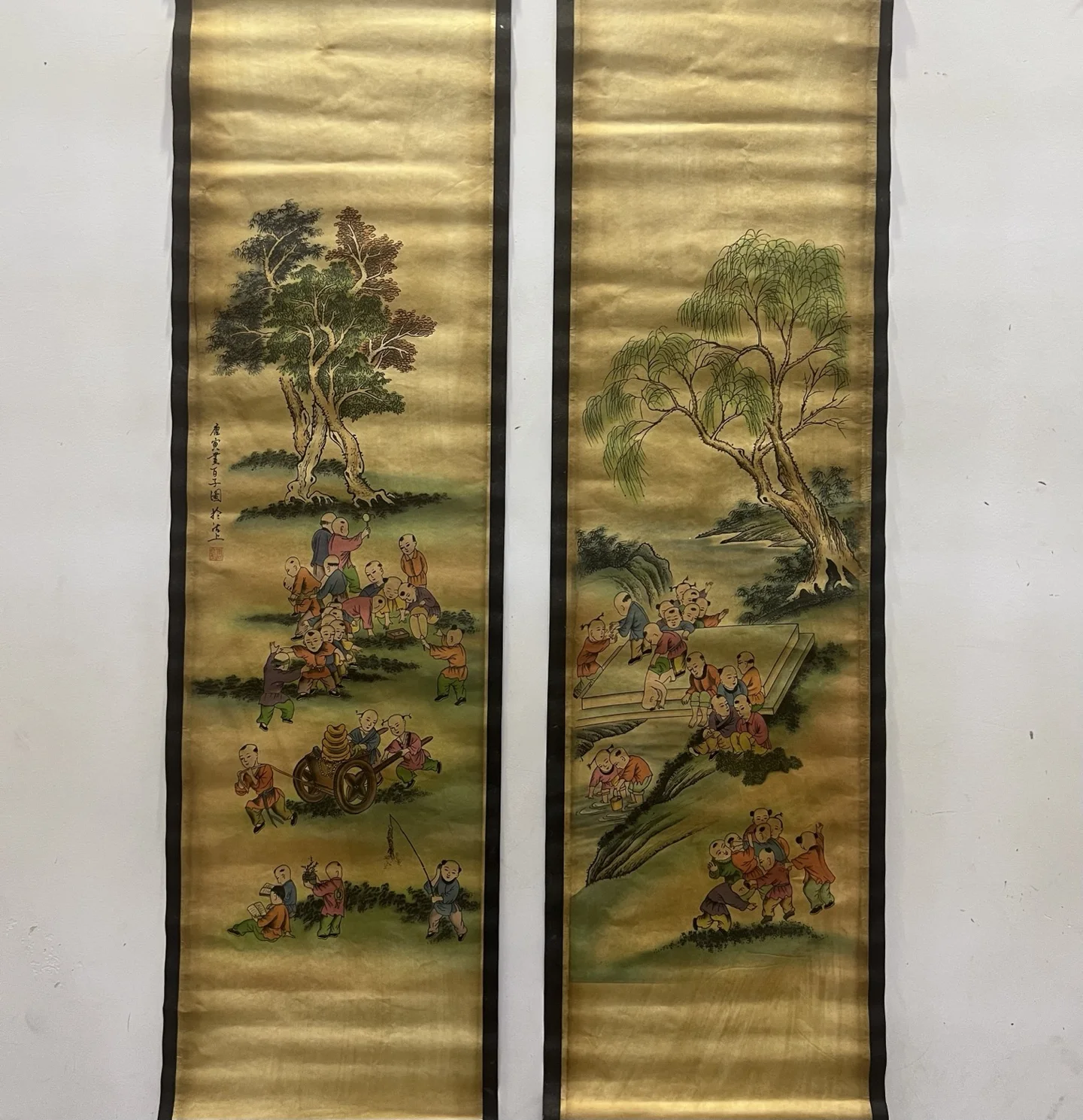 لوحة معلقة لتزيين غرفة المعيشة المنزلية بأربعة شاشات من Tang Yin-Baizitu