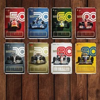 Formula 1 80S Retro Car Fleet Tin Sign Metal Poster Racing F1 Wall Art Home Pictures Board Modern Home Decoration Mural Signs
