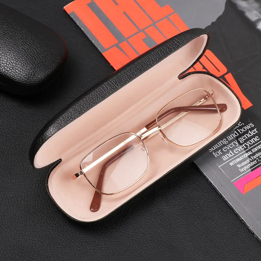 Fashion Unisex PU Leather Litchi Grain Glasses Case Waterproof Hard Frame Eyeglass Case Reading Glasses Protector Spectacle Box