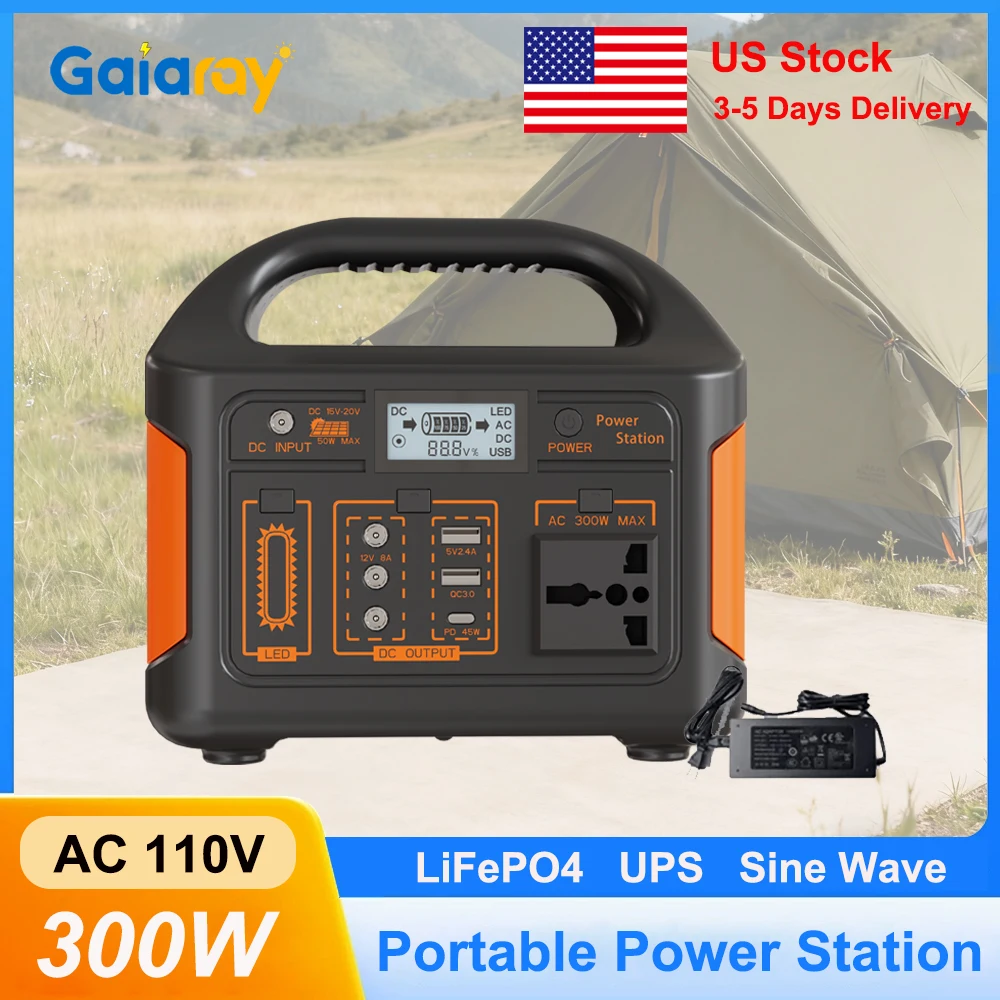 Gaiaray محطة طاقة محمولة 300 واط 256Wh مولد الطاقة الشمسية محطة شحن خارجية UPS LiFePO4 بطارية التيار المتناوب 110 فولت للتخييم المنزل #1