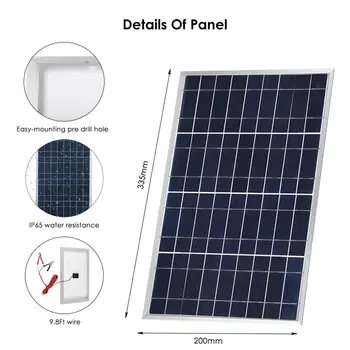 Kompletní sada solárních panelů 300W/600W, 12V polykrystalický USB napájecí přenosný venkovní dobíjecí solární panel, solární generátor 10 nejlepší prodej RS580 18V - №2
