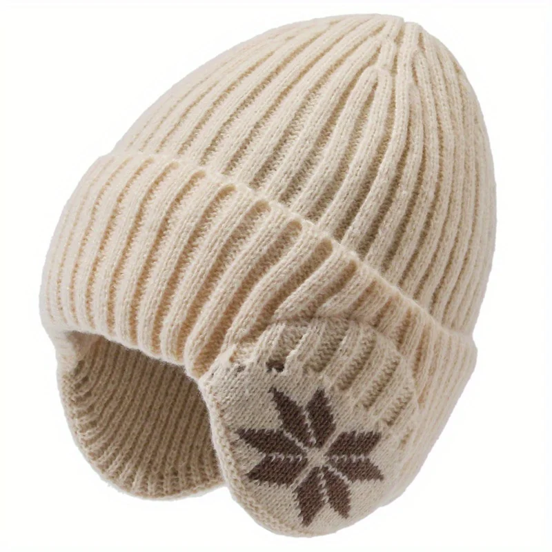 Winter men's and women's universal thick warm knit hat with ear muffs Christmas hat suitable for outdoor sports casual warm hat image 4