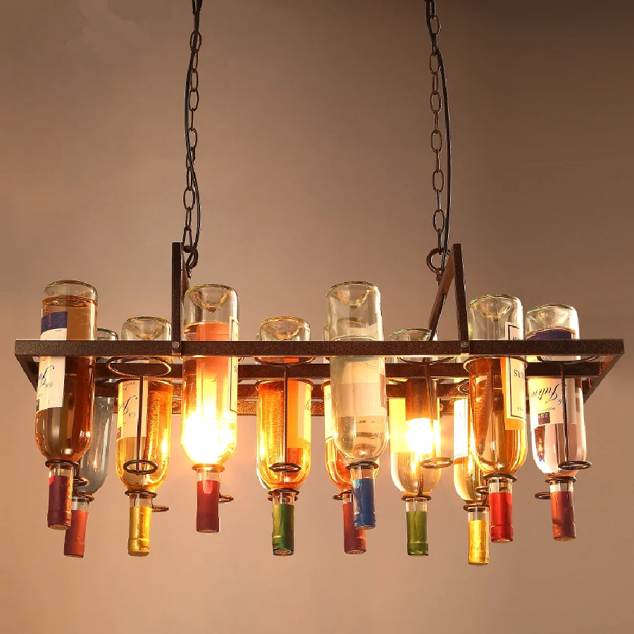 

loft bottle chandelier creative restaurant bar cafe bar living room decorative lamps personalized designer chandeliers