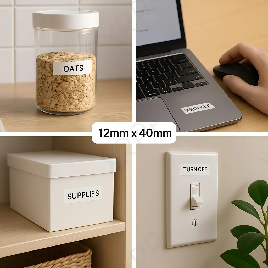 5 Rolls 12x40mm White Thermal Label Sticker Roll Self Adhesive Compatible for P21 P31 Label Printer Home Office Price Tag view 6