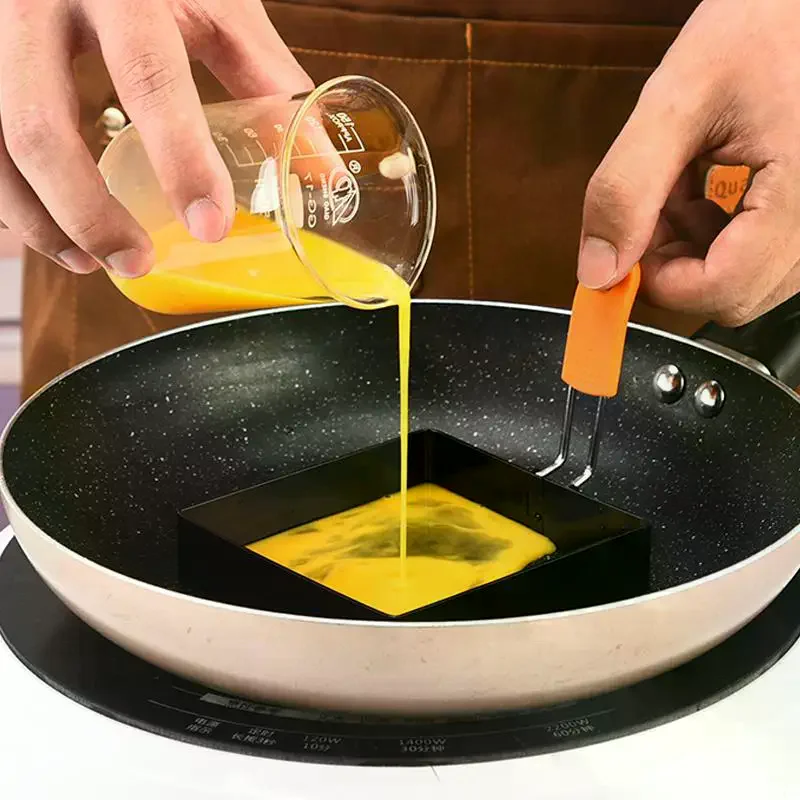 Stainless Steel Egg Fried Ring Non-stick Square Round Pancake Mold Muffins Omelet Maker Frying Egg Cooking Tool Kitchen Gadgets