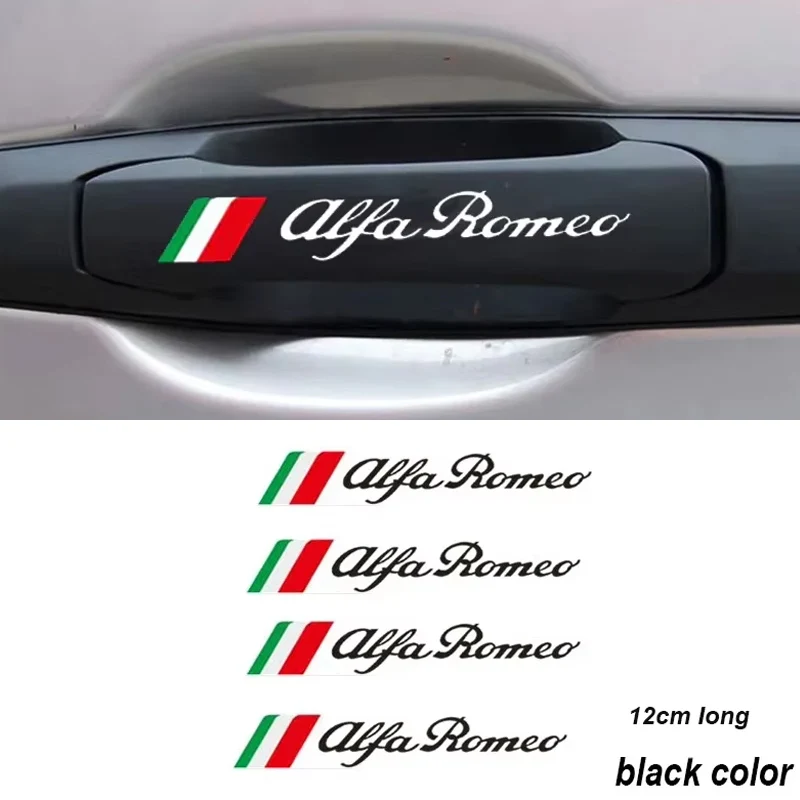 4pcs Car Styling Door Handle Sticker for Alfa Romeo Logo Mito 147 156 159 166 GT Giulietta Spider Auto Emblem Badge Accessories