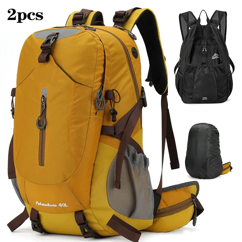 2pcs Hiking Backpack and Lightweight Leisure Backpack with Free Protective Cover Suitable for Hiking Cycling Training Daily Use