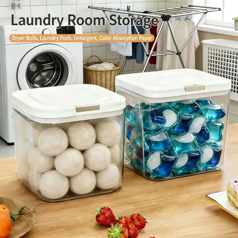 Laundry Pod Holder with Lid Laundry Pod Container,Sealed and Automatic Pop-Up, Large Capacity Holds Laundry Pods Organizer Box