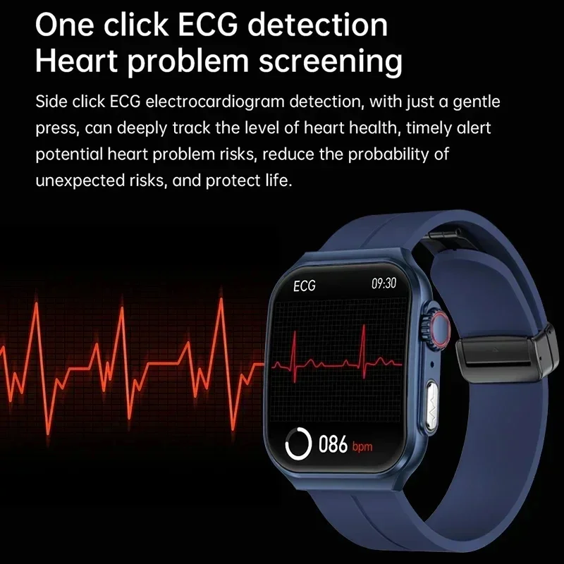 Montre connectée ECG + PPG pour hommes, écran incurvé 3D, appels Bluetooth, fréquence cardiaque, pression artérielle, santé, mode, nouveau, 2024