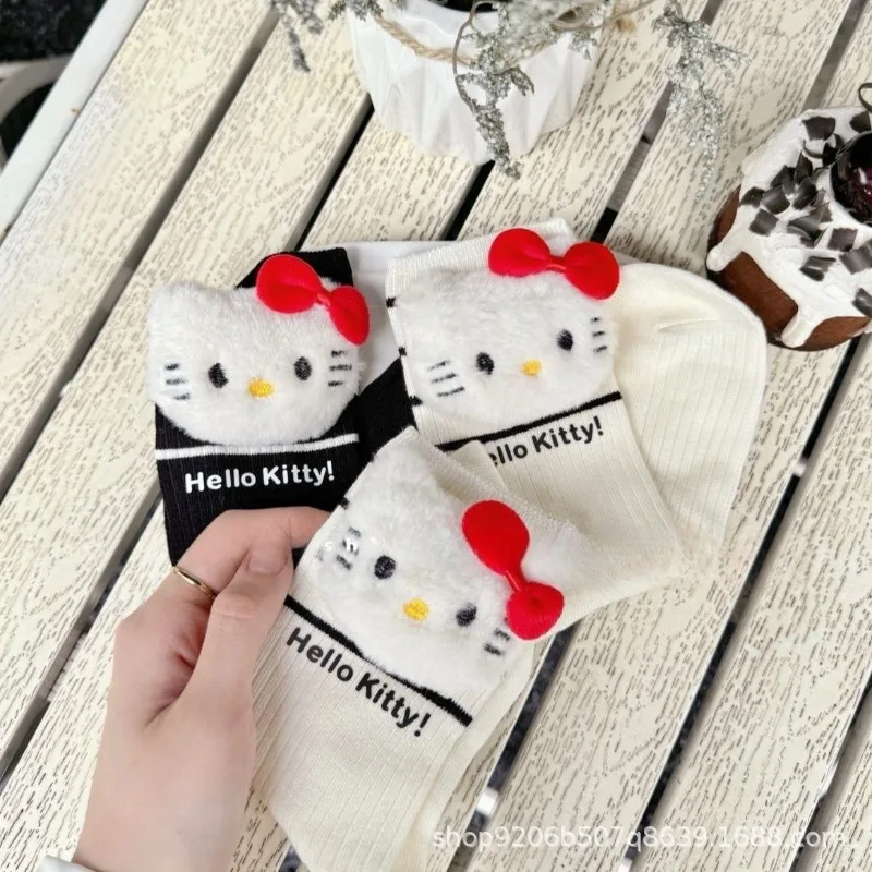 

Hello Kitty Cotton Socks Cute Cartoon Trendy Socks Versatile Travel Women Supplies Desktop Decoration Student Gift Wholesale