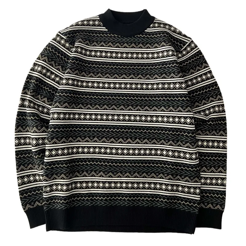 Winter Sweaters Men Slim Fit Warm Fashion Retro Knitted Pullovers Men Korean Casual Long Sleeved Sweaters Mens Jumper Clothes