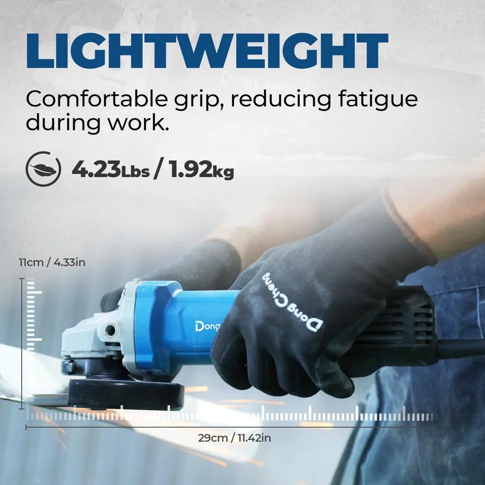 Gerinda Sudut Listrik 9.2 Amp, 4-1/2 inci, 11800RPM, Pelindung Tanpa Alat, Alat Gerinda Logam Listrik, Gerinda Sudut Kecil Berkabel