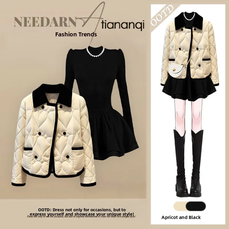 

Fall Faionable Women's Cotton Jaet Loose Two-Piece Set Slimming Dr Ensemble Age-Defng Ele Sle Casual Wear