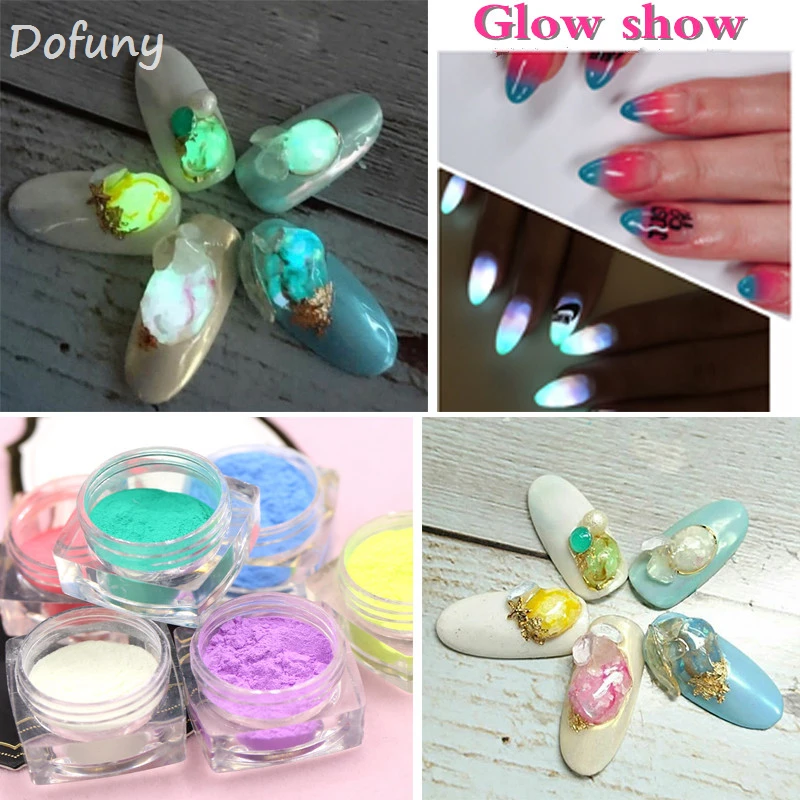 Neon Fluorescent Powder DIY Bright Luminous Nail Art Glow In The Dark Powder Pigment Dust Phosphor Nail Glitter