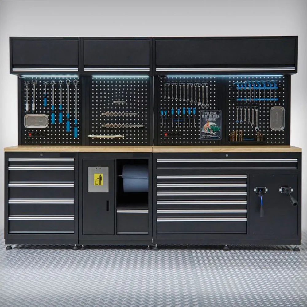 JZD 2025 Heavy Duty Black Steel Combination Tool Cabinet 600KG Capacity Adjustable Height for Garage