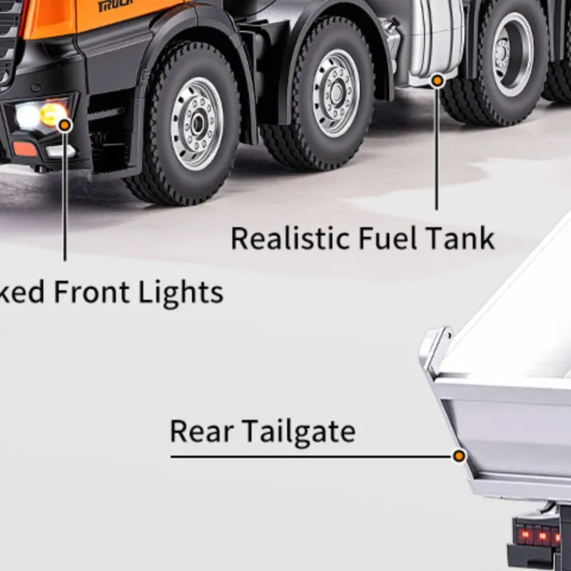 1/14 HUINA 1536-1 RC Muldenkipper 12CH RTR Ferngesteuertes Kippermodell mit Licht- und Soundeffekten USB mit Metallkabine Geschenk für Jungen