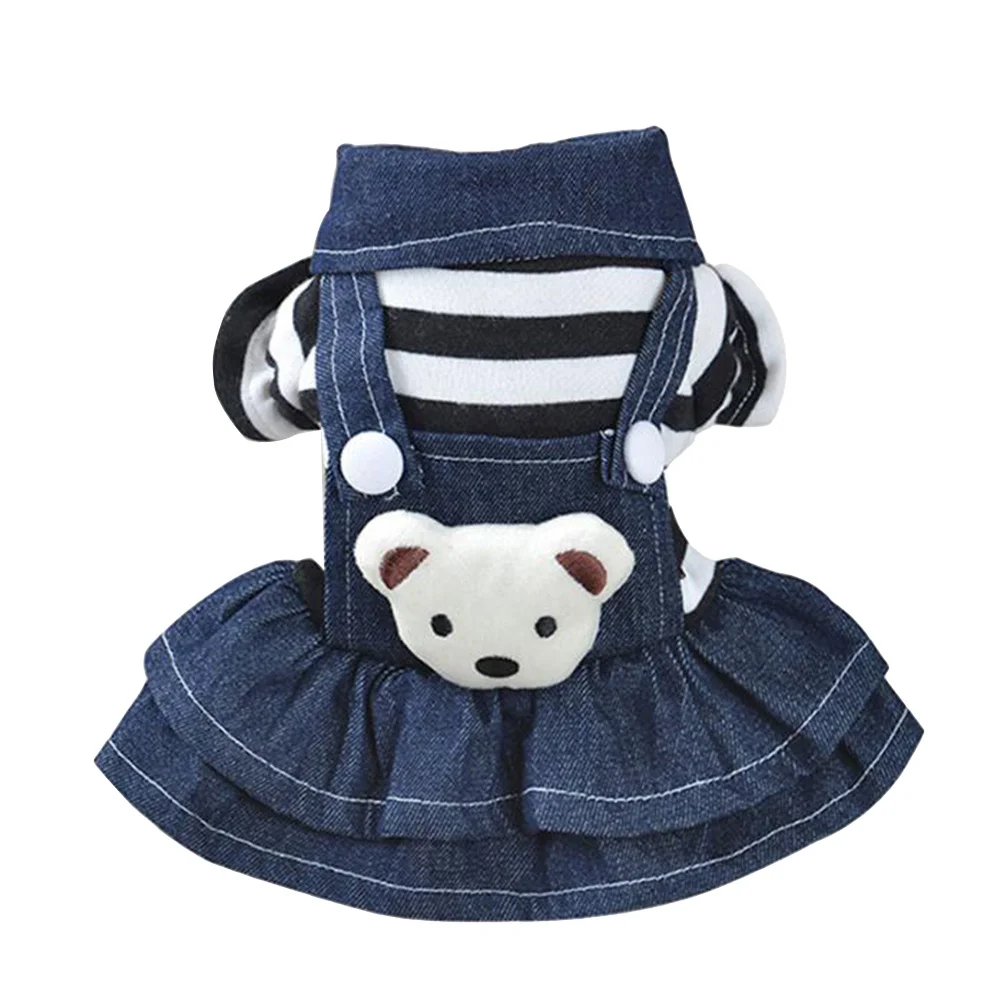 

Xs Dog Apparel Small Pet Puppy Denim Strap Bear Dress Soft Material Cool Warm Comfortable Wear All Day Any Season Daily Walk