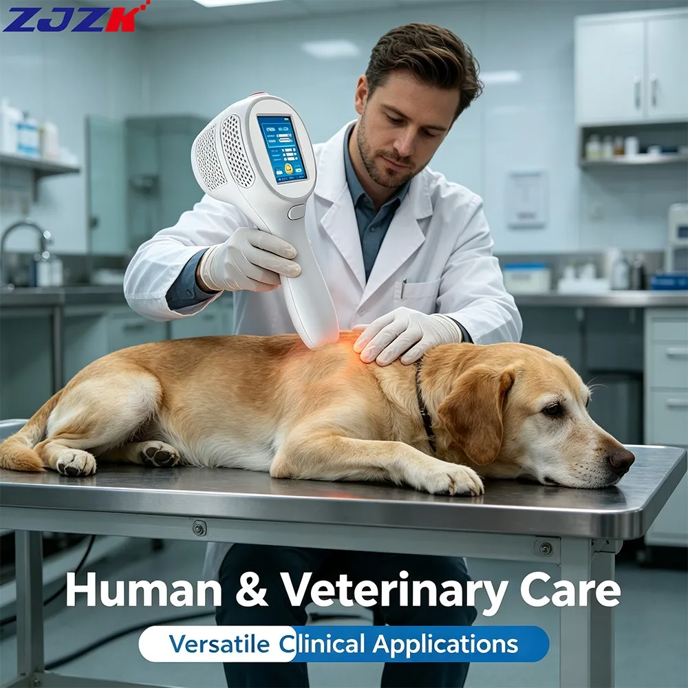 ZJZK Hand Held LLLT Cold Laser Therapy Device Class 4 12W Portable PBM Physiotherapy For Osteoarthritis Inflammation Human Vet