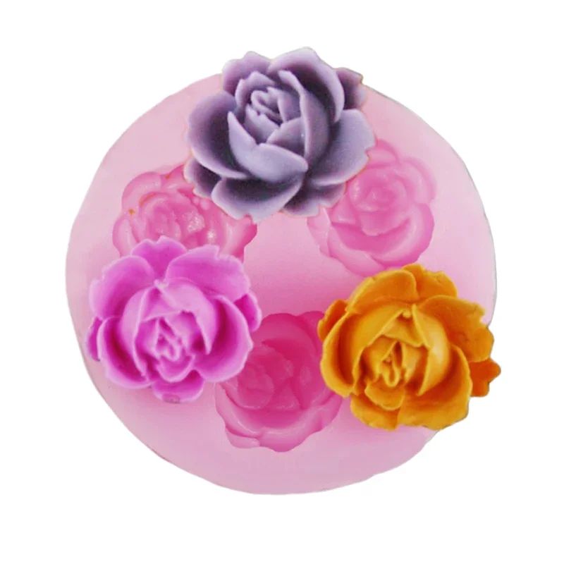 Craft Cupcake Bloom 3D Rose Flower Fondant Silicone Mold Mould Cookies Baking Cake Chocolate Soap Sugar Form Jelly Candy 1 pc