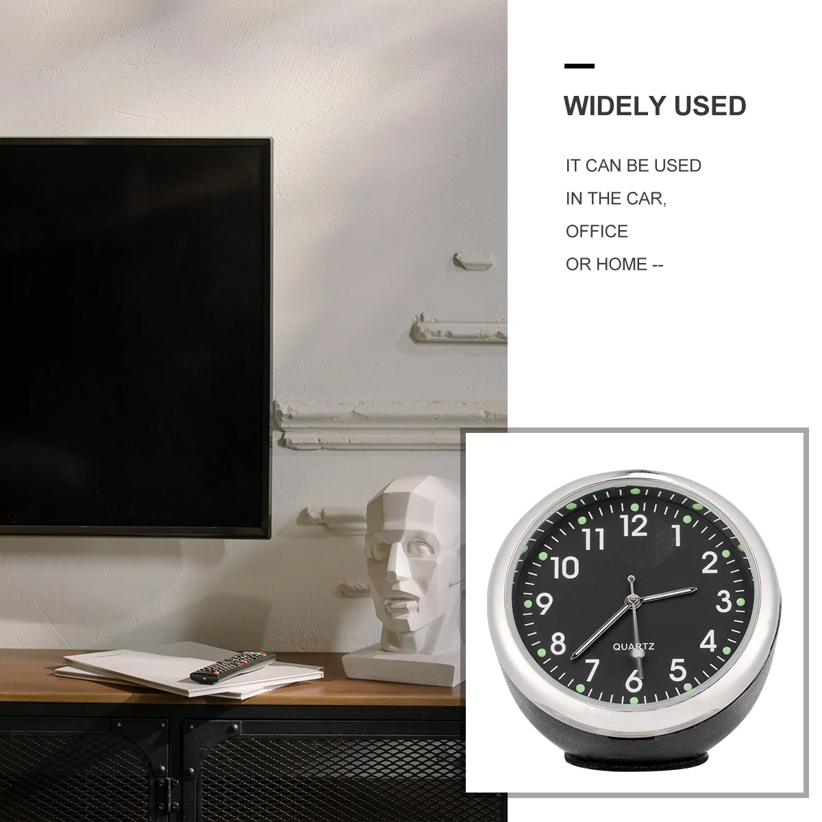 

Car Quartz Clock Black Mini Luminous Dashboard Clock For Vehicle Adhesive Mount No Drill Easy Install Desktop Use Gift Idea