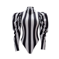 Victorian Gothic Costume Sexy dress Black and White Stripes Jumpsuit bodysuit cosplay costume Halloween Outfits
