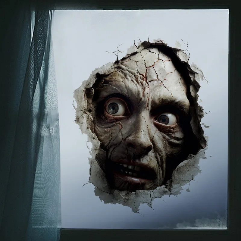 Halloween Decoration Horror Zombie Red Eye Monster Wall Sticker 3D House Scary Skull Halloween Party  Window Sticker