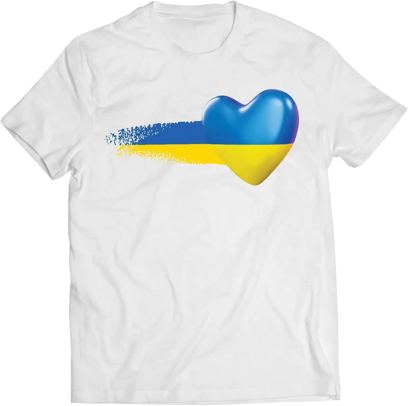 

Men's T-shirt A Garment Bearing The Ukrainian Flag and The Ukrainian Heart Round Neck Short Sleeve Unisex Tee Plus Size T-Shirt