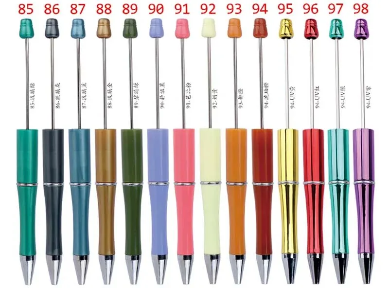 20pcs New Color Bead Ballpoint Pen DIY Charm Beadable Pens Beaded Craft Pen Refill School Office Supplies Students School Making