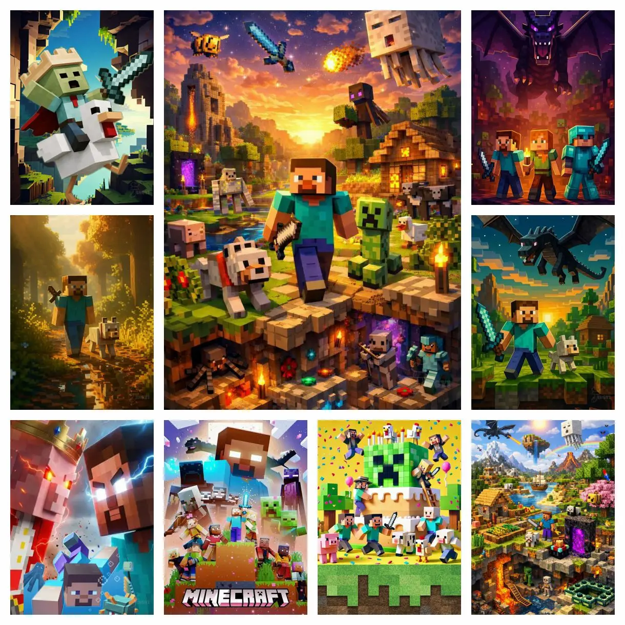 2026 New MC Pixel People Game 5D DIY Diamond Painting Mosaic Character Art Stitch All Round Set Pattern Artificial