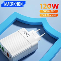 USB C Charger 120W PD Type C Charger Dual Ports Fast Charging For Samsung Xiaomi 14 Ultra iPhone 11 13 14 Travel Charger Adaptor