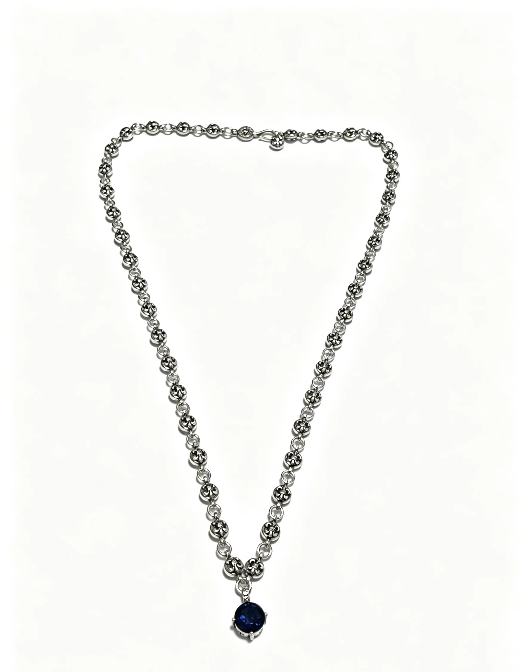 

S925 Sterling Silver Classic Retro Old Punk CH Pendant Necklace Ladies Elegant Senior Banquet Essential Jewelry