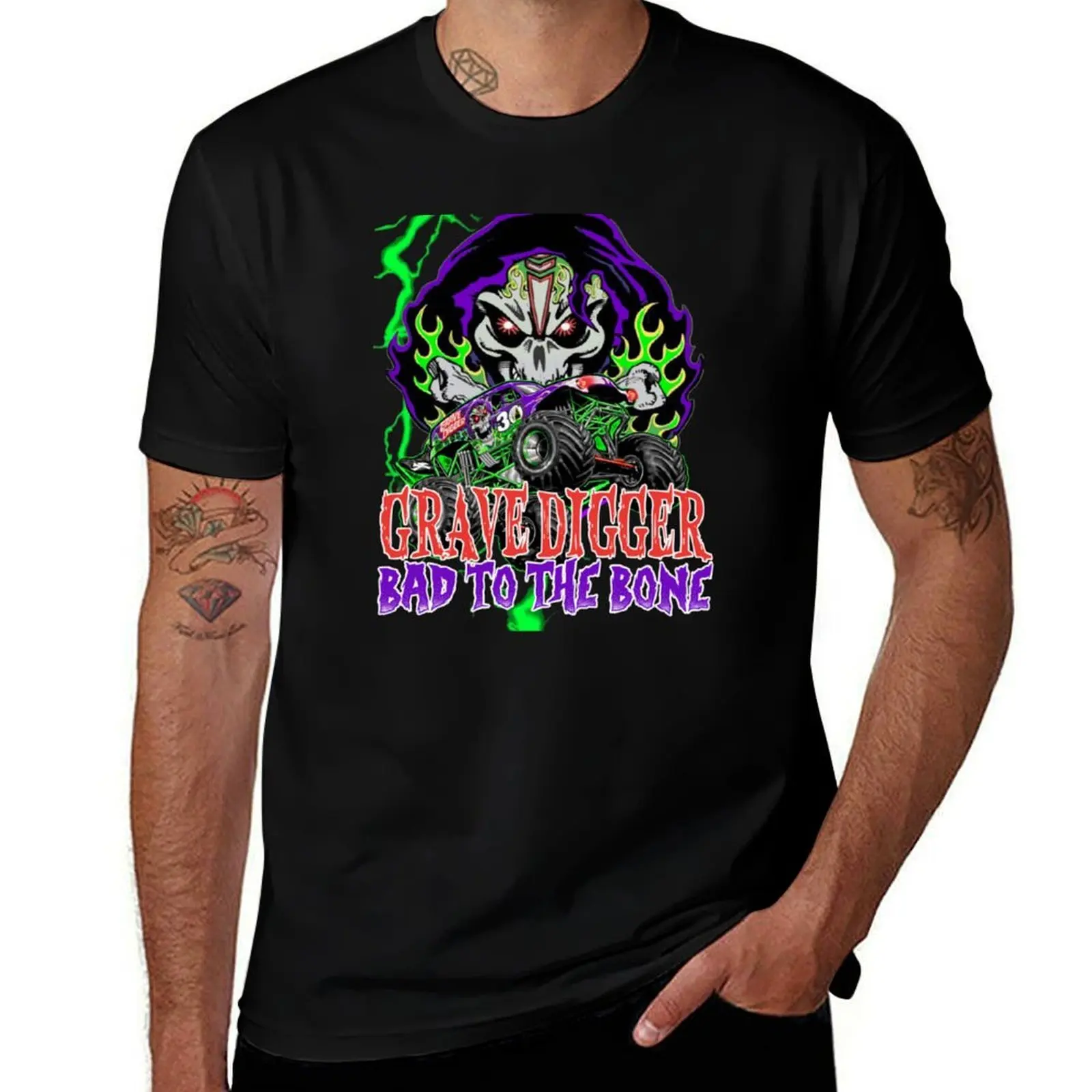 

Grave Digger Bad to the Bone monster jam grave digger monster truck Fanart 1 T-Shirt mens graphic t shirts T-Shirt