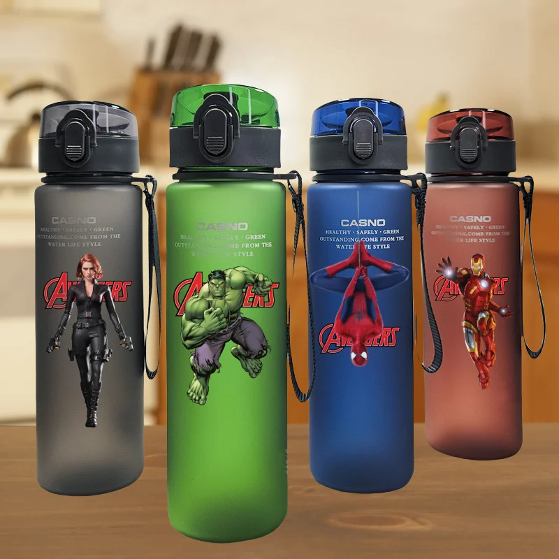 

560ML Spider-Man The Avengers Anime IronMan Large Capacity Portable Plastic Outdoor Sports Drinking Cup Sport Water Bottles gift