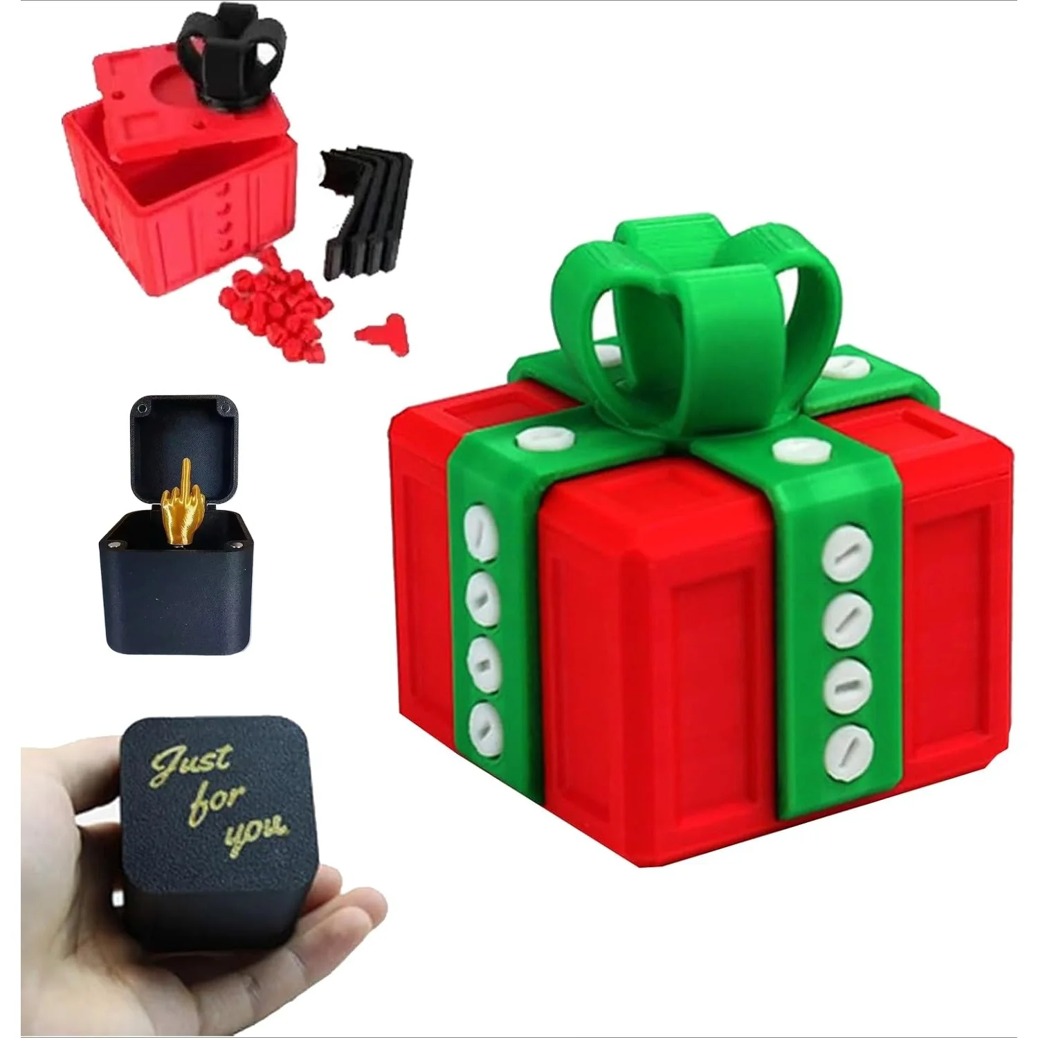 Regalo de broma divertido, novedad de dedo medio, regalo de Navidad, juguete para adultos, caja emergente sorpresa con tornillos, regalo llamativo para amigos
