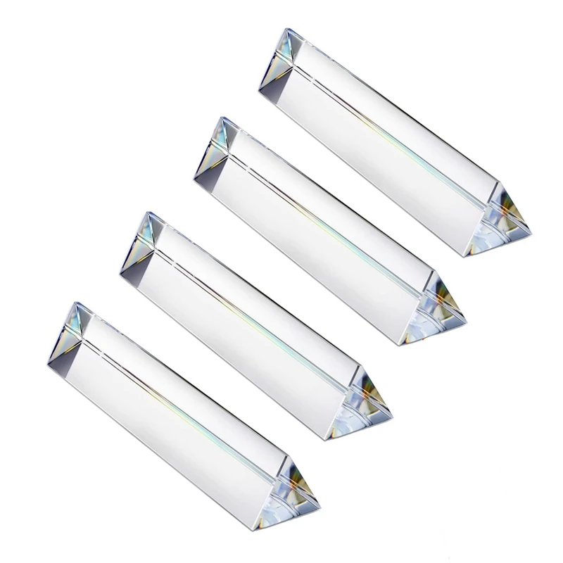 4Pcs 6 Inch Clear Optical Lens Glass Triangular Prism For Photography Science Classroom Rainbow Maker Art Decor