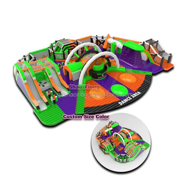 Inflatable Amusement Park Giant Bounce House Inflatable World Theme Park Obstacle Course Trampoline Playground Games Whit Blower
