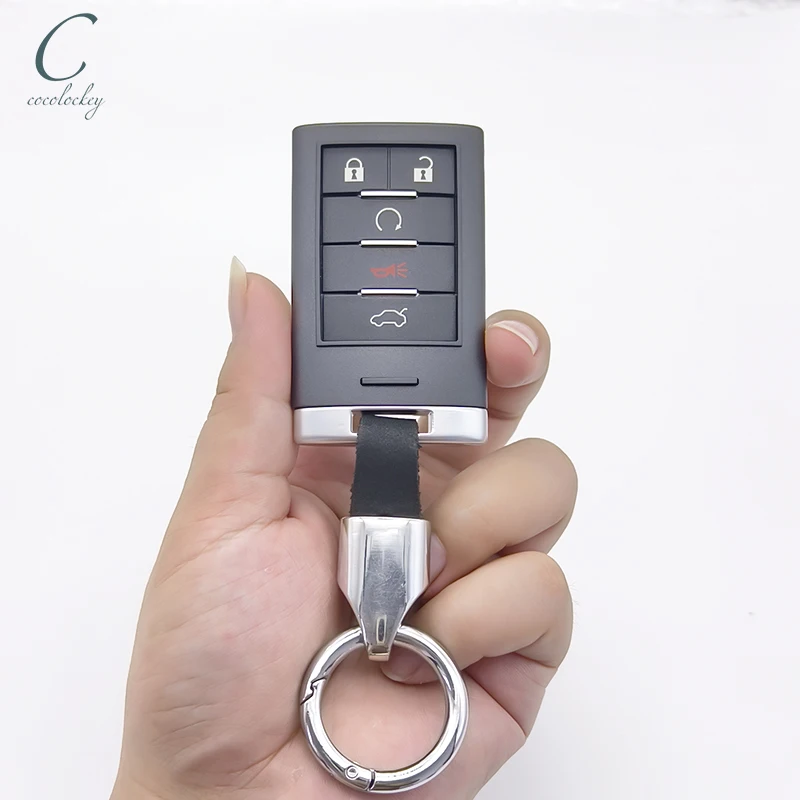 Cocolockey 5Button Smart Remote Key Shell for Cadillac STS CTS 2008 2009 2010 Car Keyless Enter Keys Fob Housing B111 Uncut 2pcs