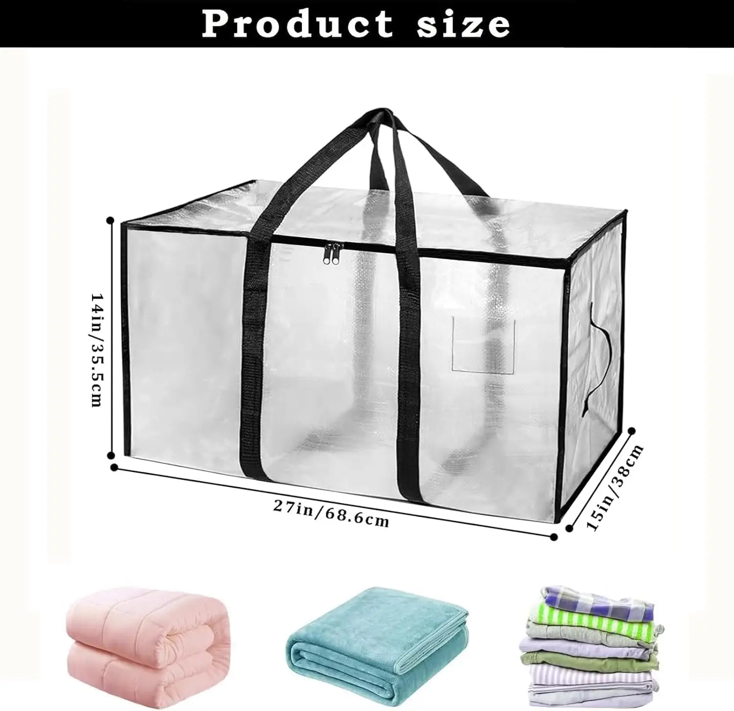 Extra Large Waterproof Moving Bags with Handles, Foldable Storage Totes for College Dorm and Home Use