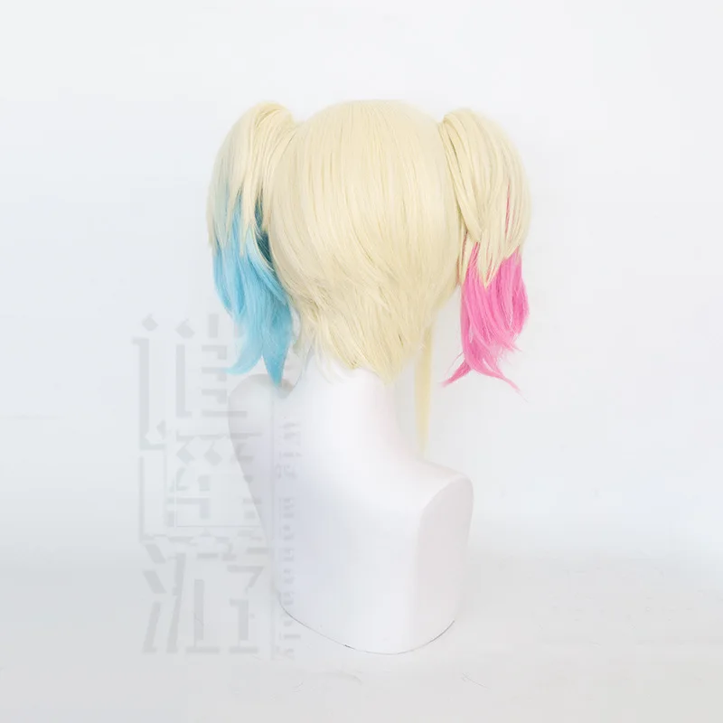 Suicide Squad: Isekai Harley Quinn Cosplay Wig Simulation Scalp Top Tiger Clip Twin Tails Halloween Gift view 3