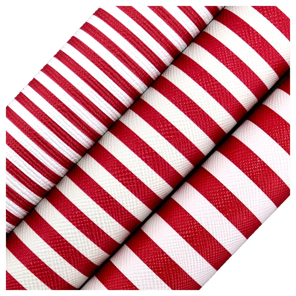 30x134cm Roll Red White Small Big Stripe Faux Leather Fabric For HandBag Craft DIY HM024