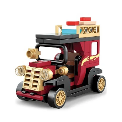 NEW DECOOL Mini Retro Car Model Building Blocks Excavator Crane Station Wagon City Classic Cars Bricks Toys For Children\'s Gifts