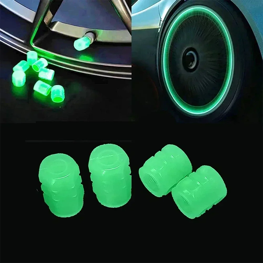 

4 Color Luminous Tire Valve Cap Car Wheel Hub Glowing Dust-proof Decorative Tyre Rim Stem Covers Applicable Motorcycle Bike