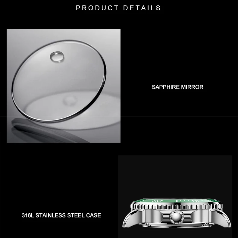 LOBINNI رجالي ساعات أوتوماتيكية ساعة فاخرة 10ATM مقاوم للماء ساعة اليد الميكانيكية الياقوت ميوتا 8215 الحافة السيراميك تاريخ