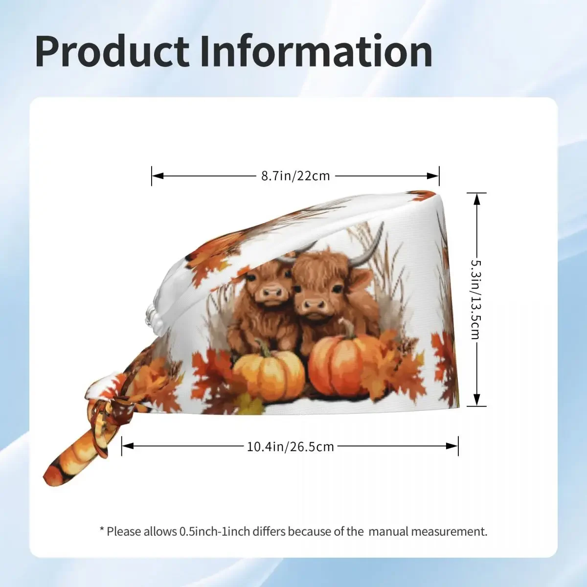 Highland Cow Calf Autumn Leaves (6) Scrub Hat Doctor Working Surgical Cap Men Women Adjustable Nursing Caps for Dentist - view 3